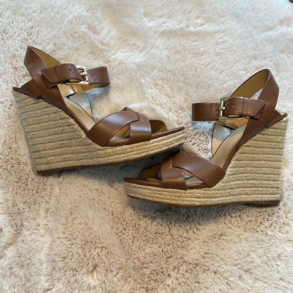Michael Kors, brown wedge sandal 8.5